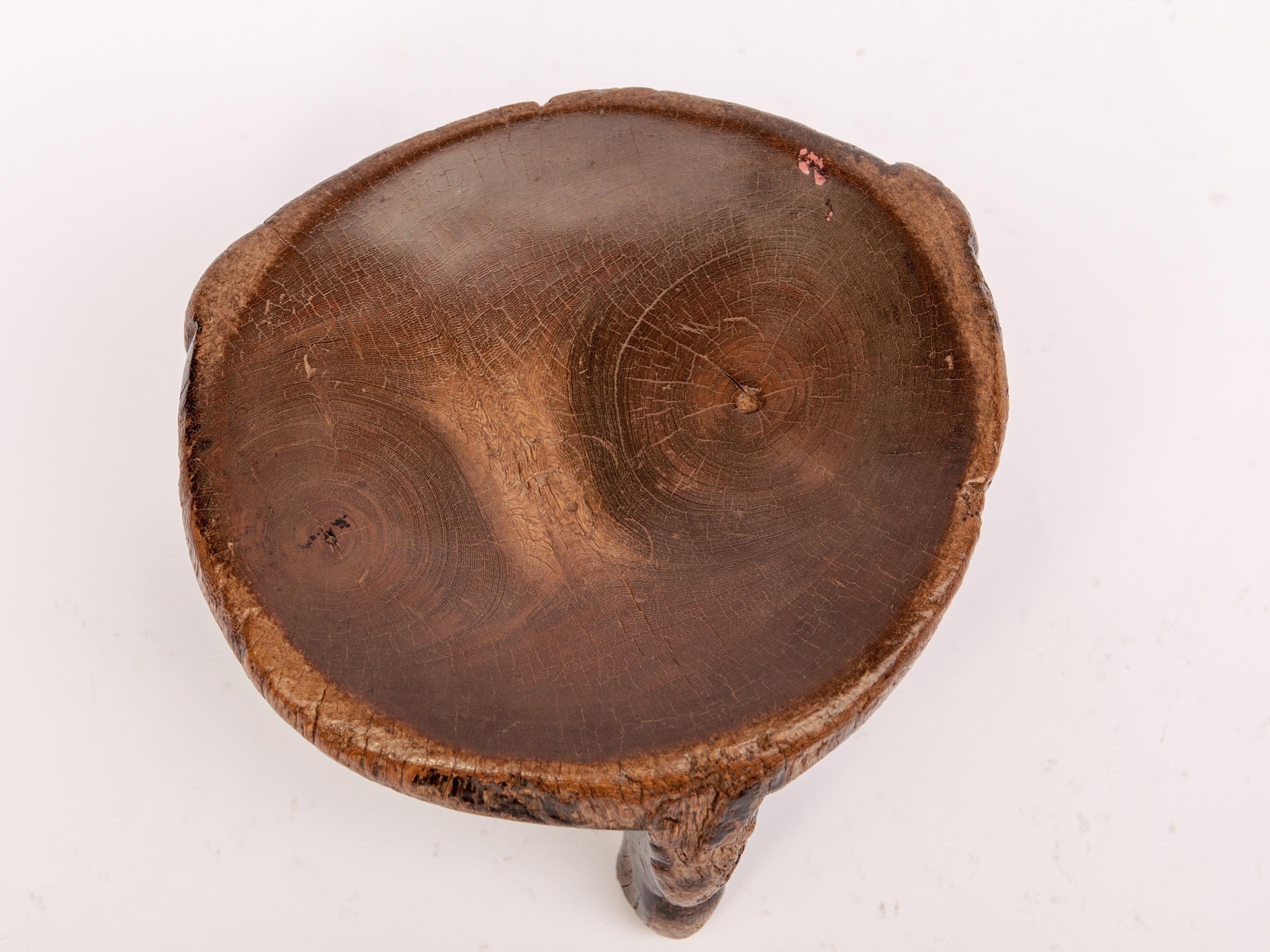 Tanzanian Short Tribal Wooden Stool from Tanzania, Mid-20th Century