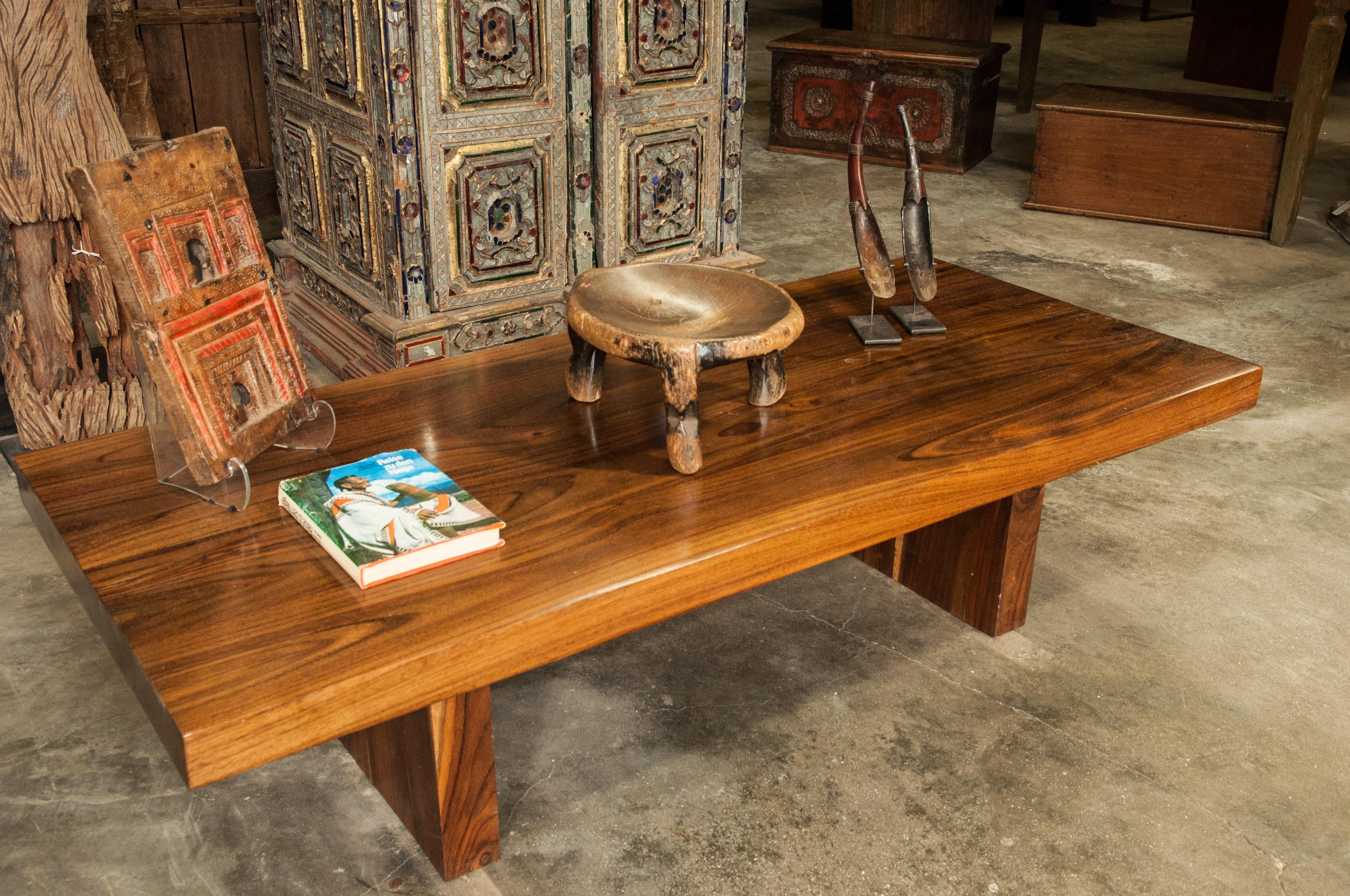 Hand-Carved Short Tribal Wooden Stool from Tanzania, Mid-20th Century