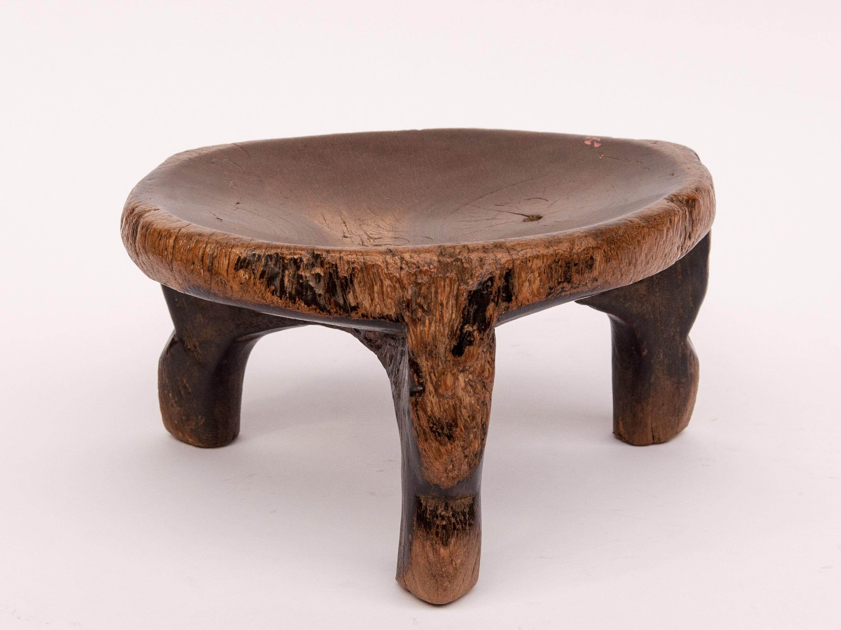 Short Tribal Wooden Stool from Tanzania, Mid-20th Century 1