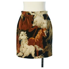 Retro Short velvet skirt with horses print Kenzo Jeans 