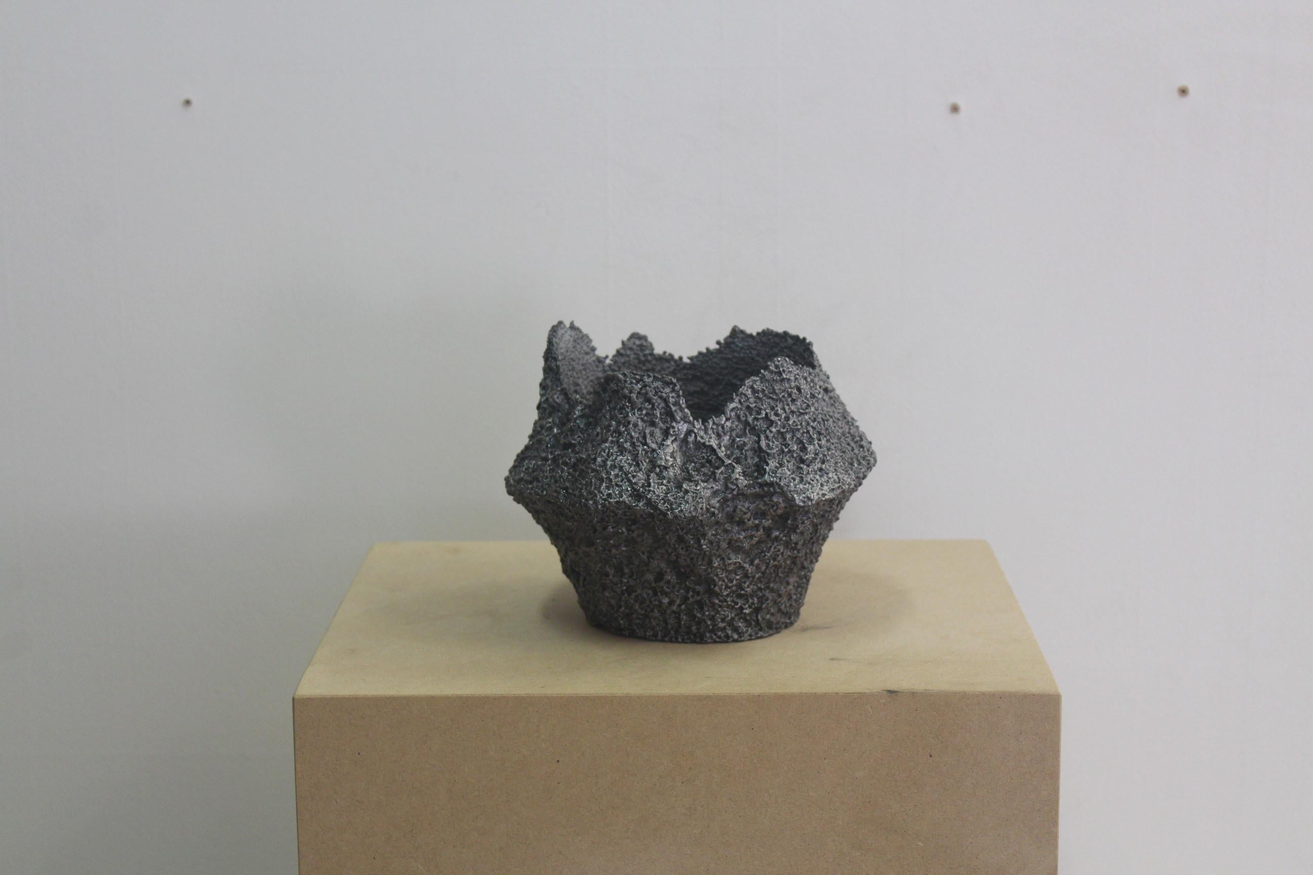 Short Vessel Large by Saturday Yard Work
Dimensions: W 20 x D 20 x H 15 cm
Materials: Aluminium.
Finish: Blackened texture. 

SATURDAY YARD WORK by Nathan Martin is a Kaurna/Adelaide based practice that aims to find a medium between sculpture,