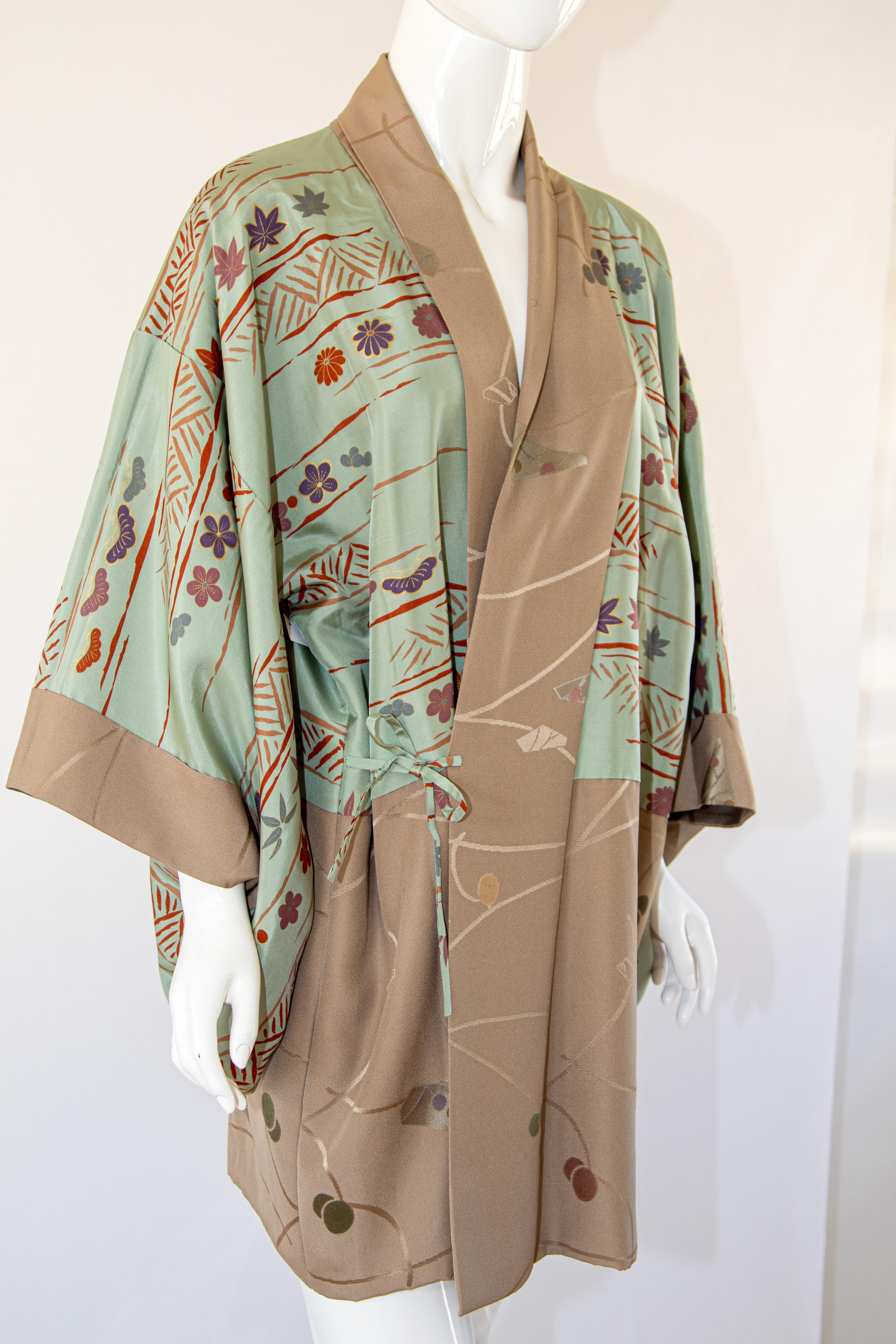Short Vintage Japanese Kimono Silk Shibori Reversible Jacket 1
