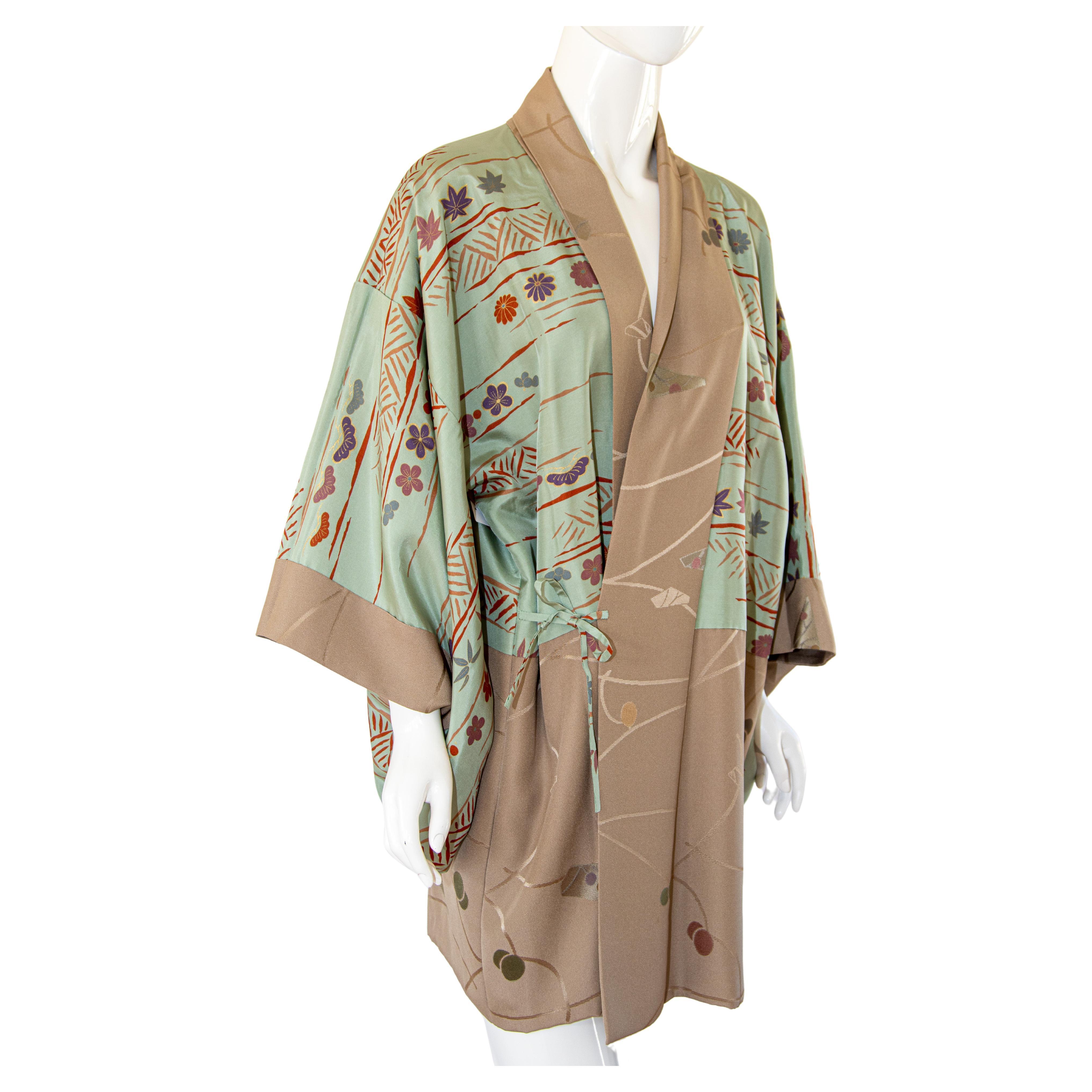Short Vintage Japanese Kimono Silk Shibori Reversible Jacket