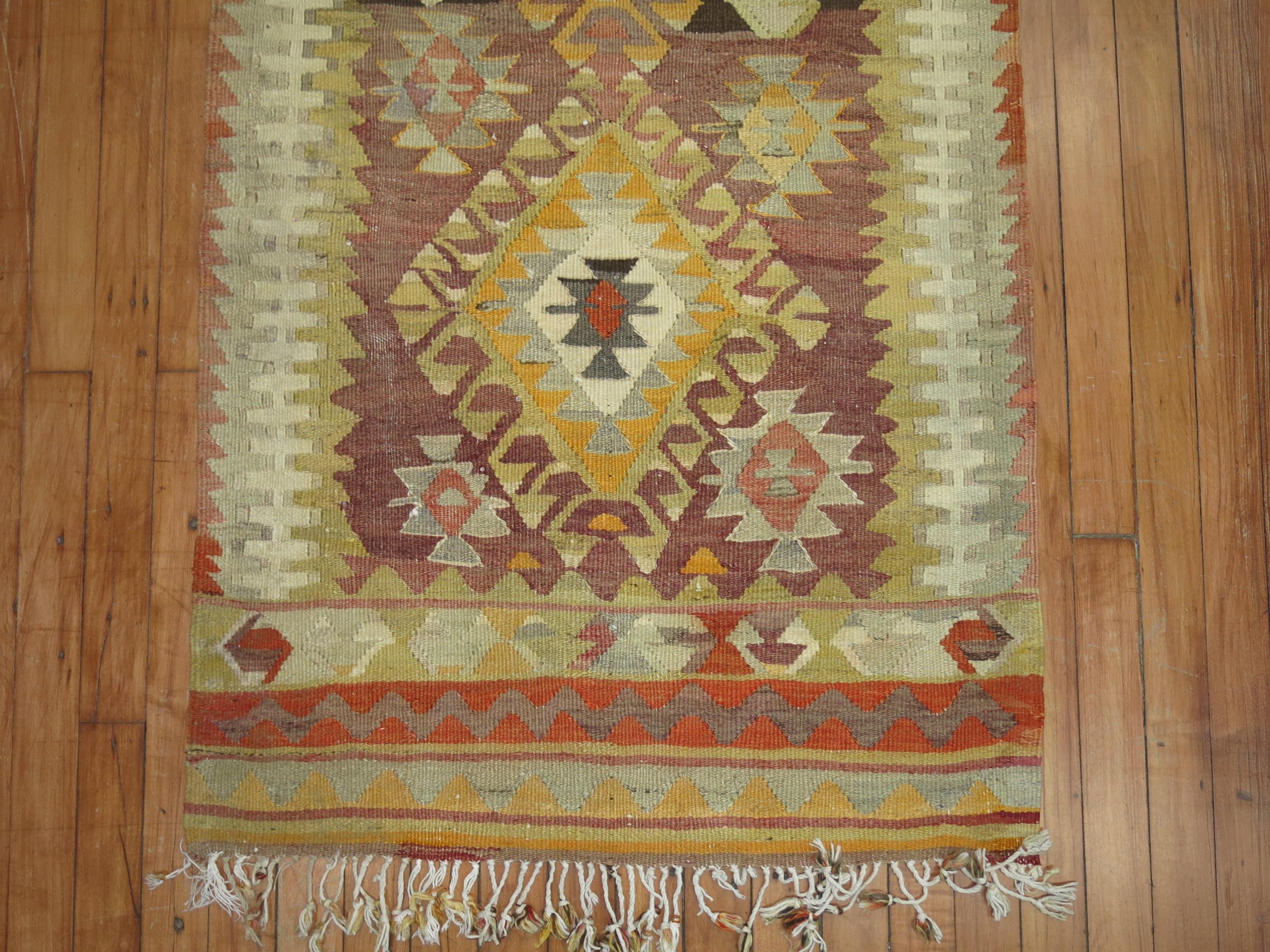 A rare size Turkish Kilim runner.