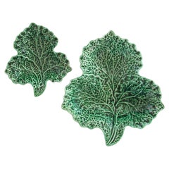 Shorter & Son, Antique Majolica Cabbage Leaf Plates, U.K, circa 1905-33
