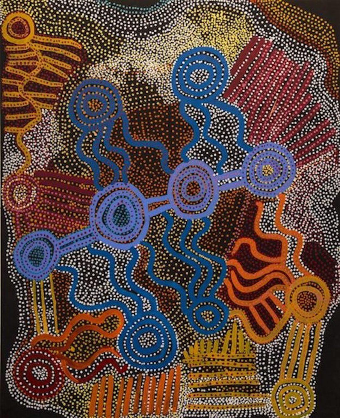 Shorty Jangala Robertson Abstract Painting - 'Ngapa Jukurrpa - Puyurru'  Aboriginal Australian Art