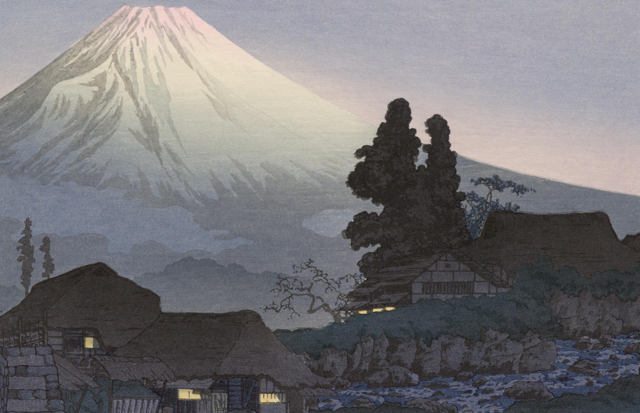 Shotei Takahashi Original Holzschnitt-Druck Mt Fuji von Mitsukubo 1936 10"x15.5"