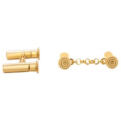 Shotgun Shell Casings 0.75 Inch Yellow Gold Plated Silver Pair Cufflinks by RPS