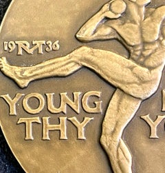"Shotputter and Runners, " Rare Bronze Medallion/Paperweight by McKenzie, 1936