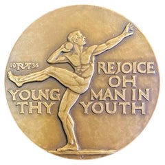 "Shotputter and Runners, " Rare Bronze Medallion/Paperweight by McKenzie, 1936