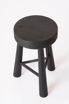 Shou Sugi Ban Amarante Burnt Pinewood Tripod Stool by Facto Atelier Paris - 2023