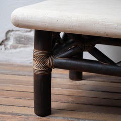 Shou Sugi Ban Bamboo and Stone Coffee Table, 1980s