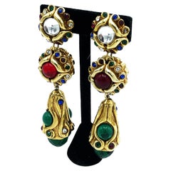 Retro Shoulde - duster clip-on earring designed by Alexis LAHELLEC PARIS, gold plated