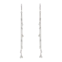 Shoulder Dust 3.17 Carat Diamond Double Chain Dangle Earrings in 18K White Gold