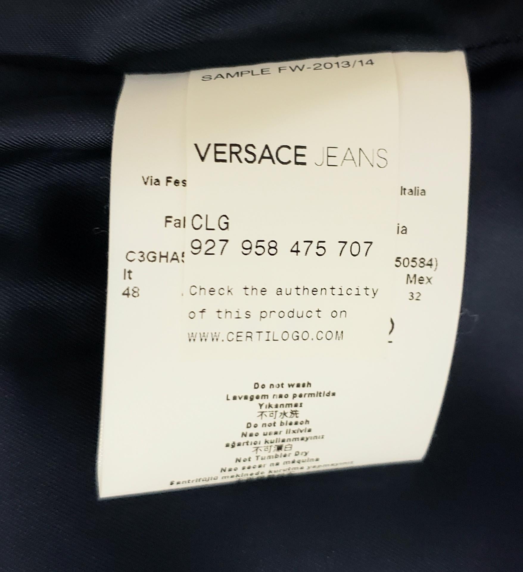 New Versace Jeans Printed Stretch Denim Blazer Jacket 3