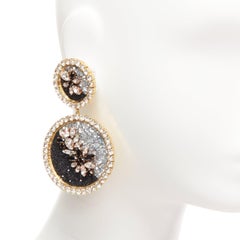 SHOUROUK negro plata ombre cristal arena oro metal clip en pendientes Pareja