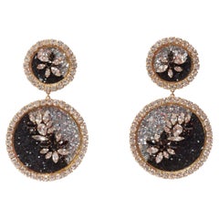 SHOUROUK black silver ombre crystal sand gold metal clip on earrings Pair