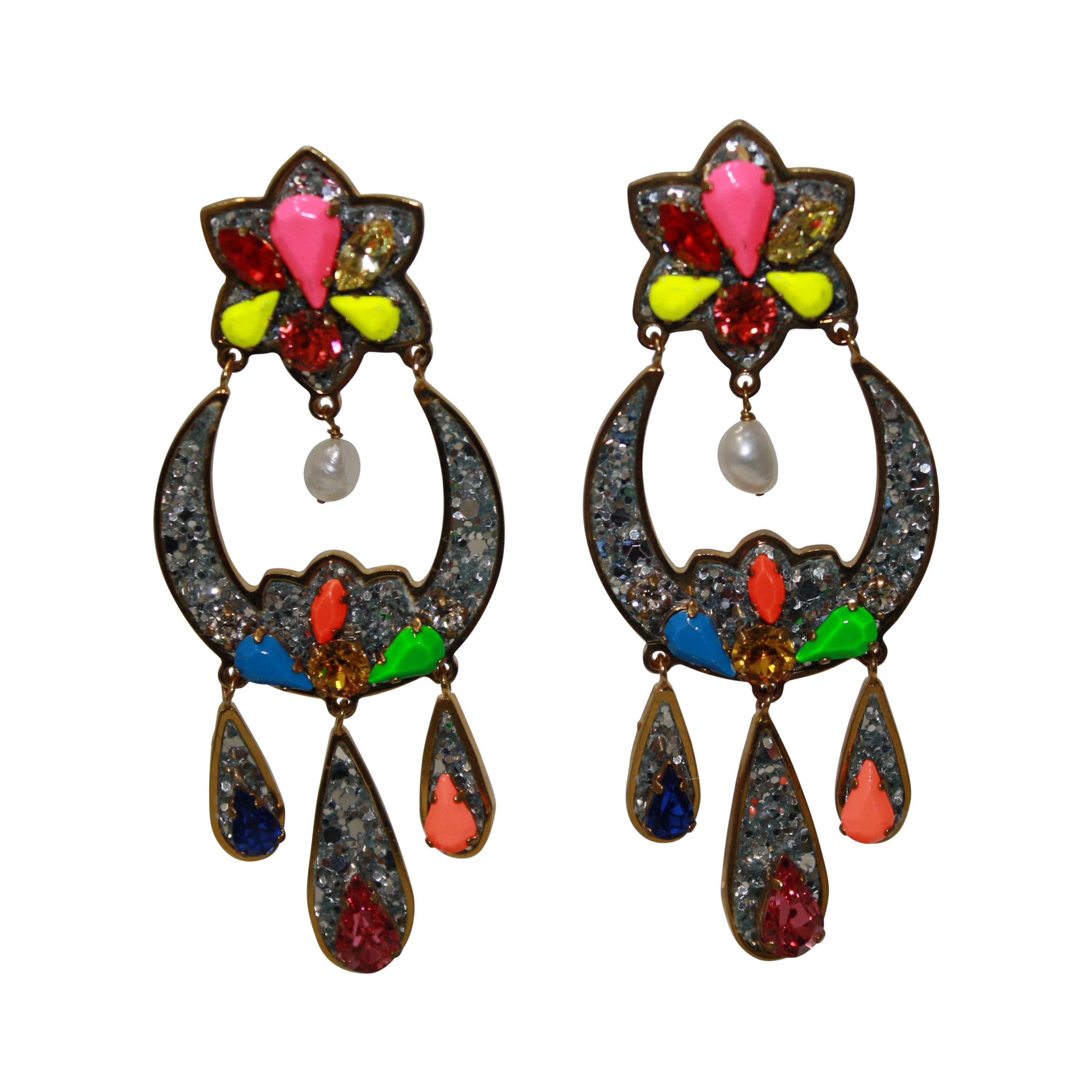 Shourouk Glitter Drop Earrings