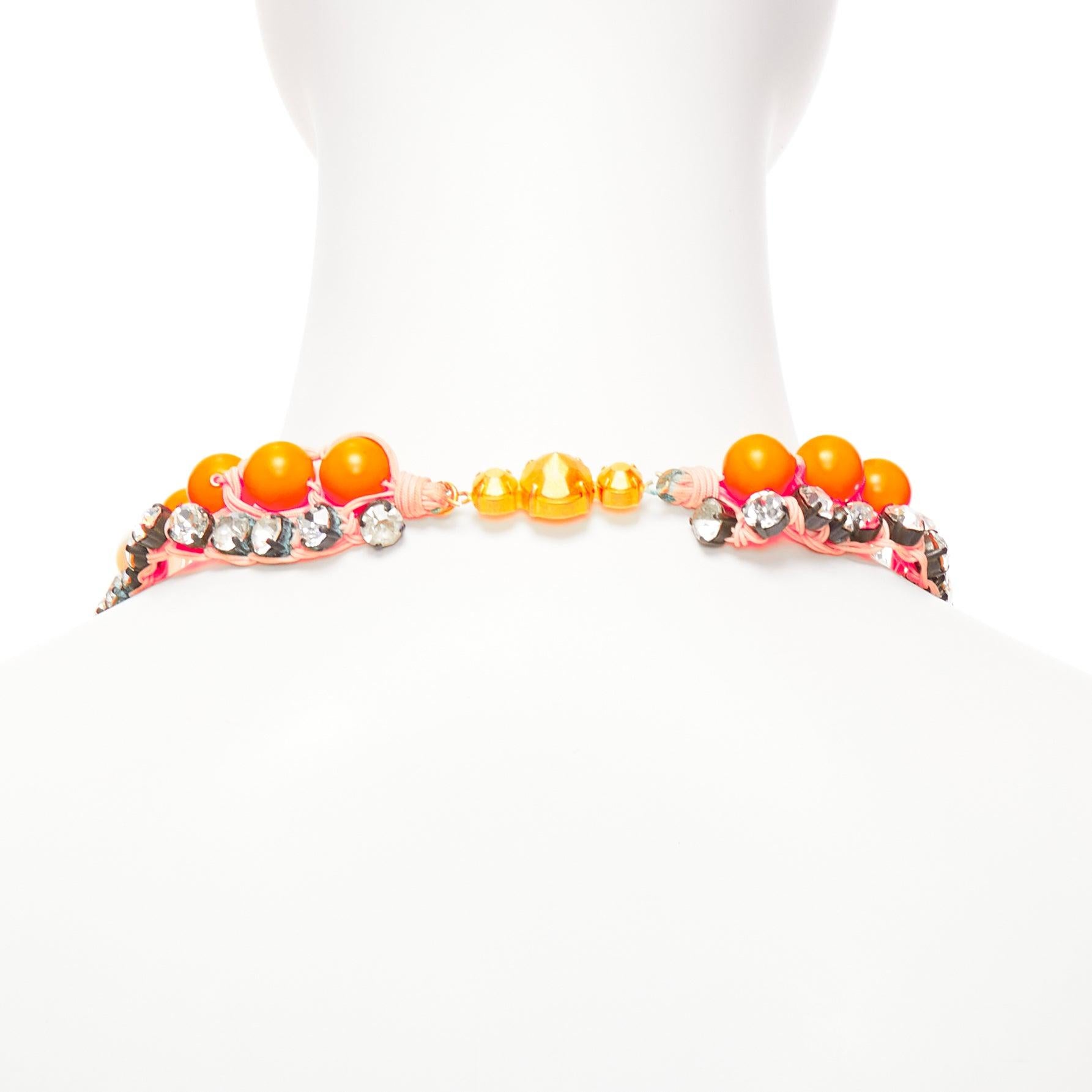 SHOUROUK neon orange clear crystal beads rope chain choker necklace For Sale 1