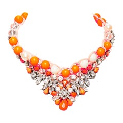 SHOUROUK neón naranja claro cristal cuentas cuerda cadena collar gargantilla