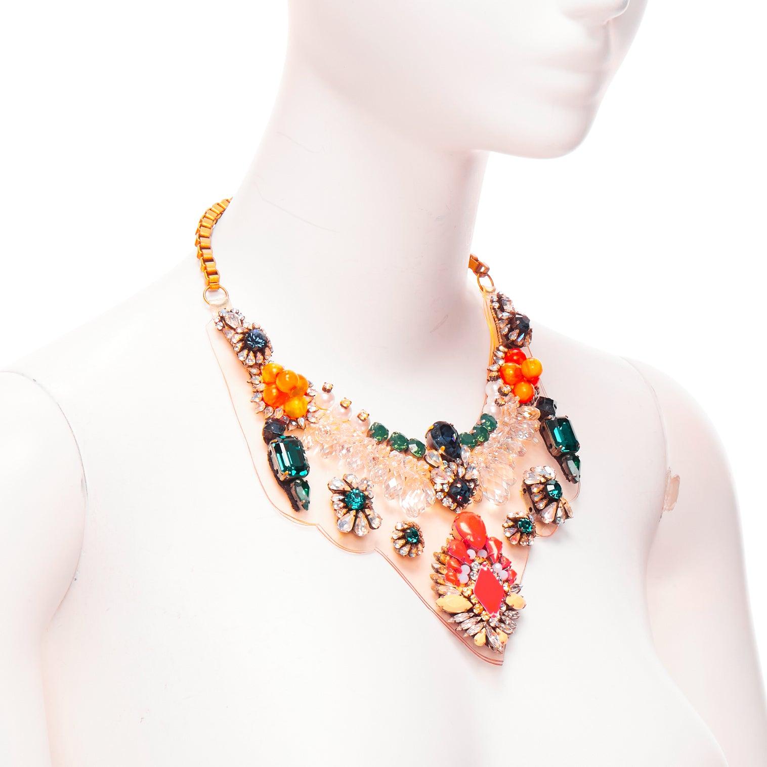 SHOUROUK neon orange multicolor beads pvc jewel short necklace In Fair Condition For Sale In Hong Kong, NT