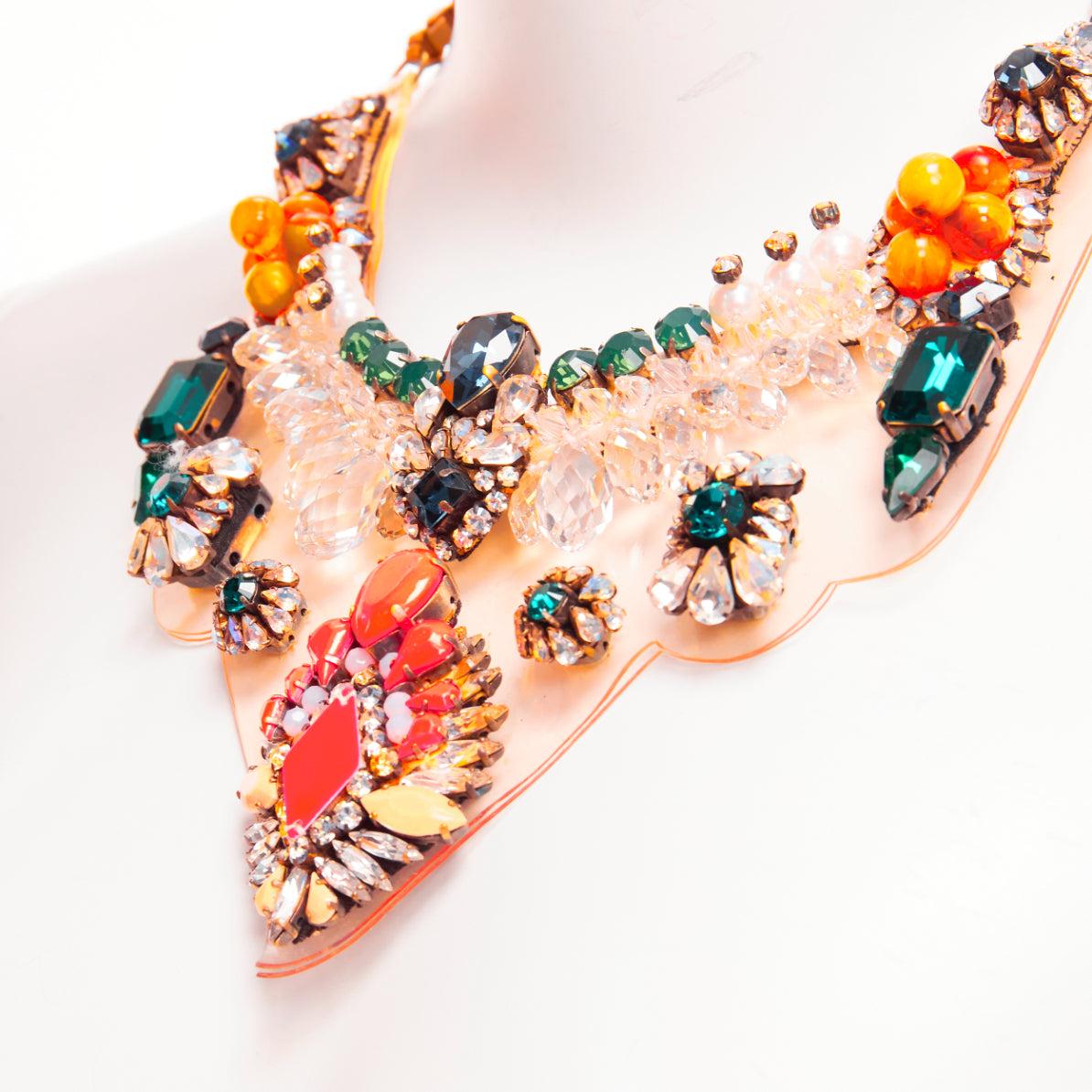 SHOUROUK neon orange multicolor beads pvc jewel short necklace For Sale 2