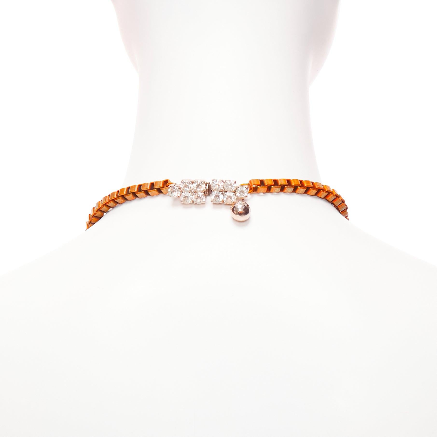 Women's SHOUROUK neon orange pink clear crystals multi jewel short necklace For Sale