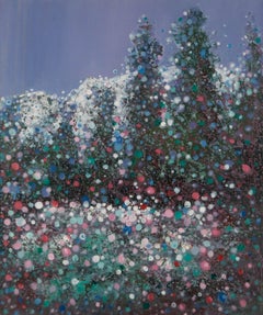 Huile sur toile abstraite originale de ShouZhang Wang « Fleurs de arbres »