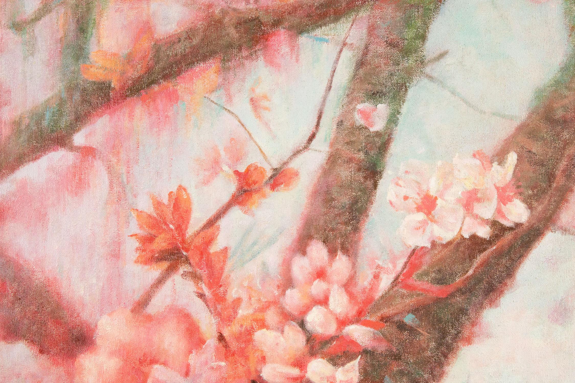 Title: Apricot Flower
Medium: Oil on canvas
Size: 23.5 x 23.75 inches
Frame: Framing options available!
Condition: The painting appears to be in excellent condition.
Note: This painting is unstretched
Year: 2000 Circa
Artist: ShouZhang