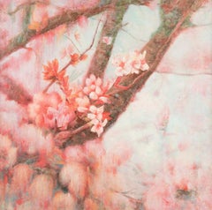 ShouZhang Wang Floral Original Oil On Canvas "Apricot Flower"
