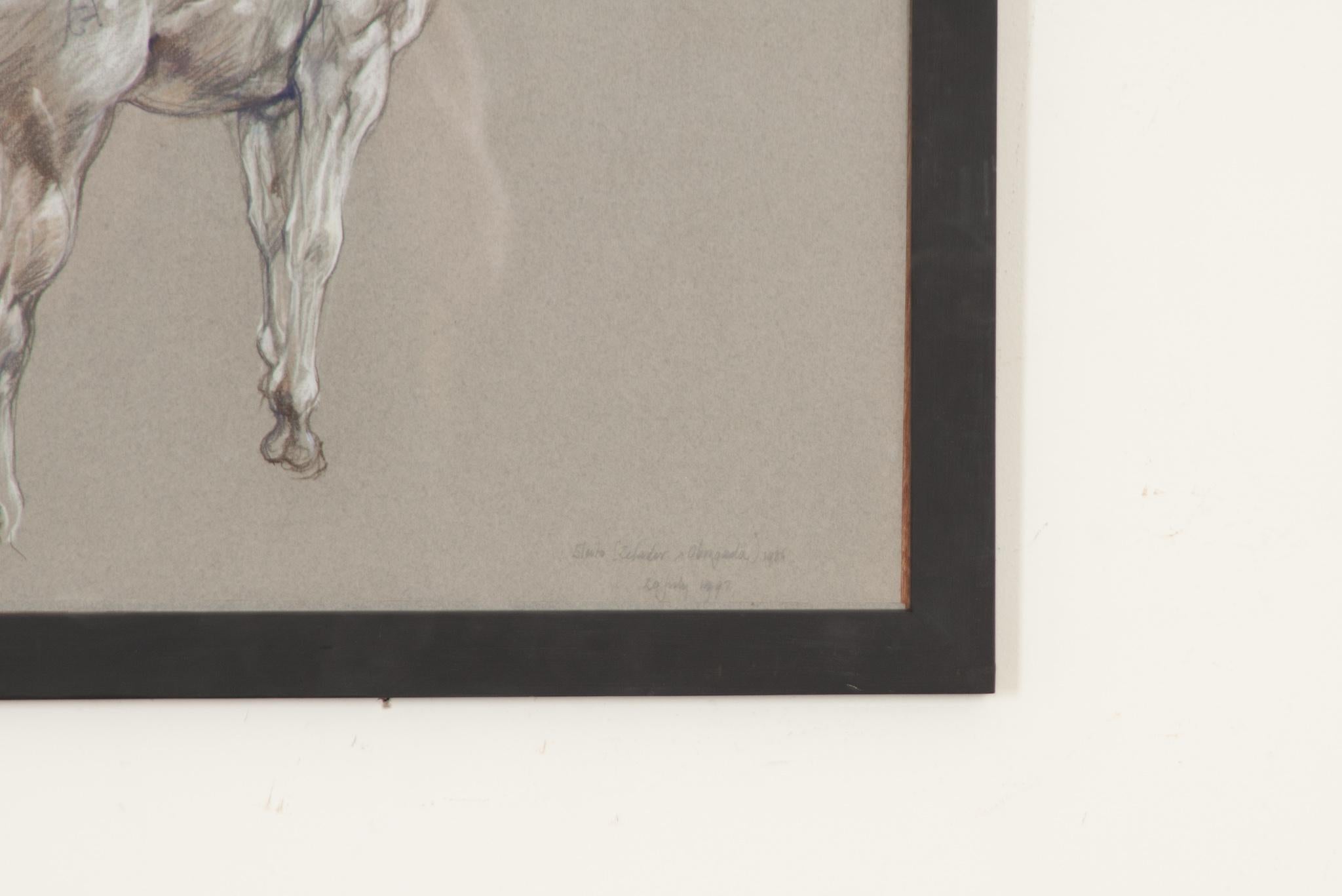 Modern Show Horse Drawing by Leslie Charlotte Benenson For Sale