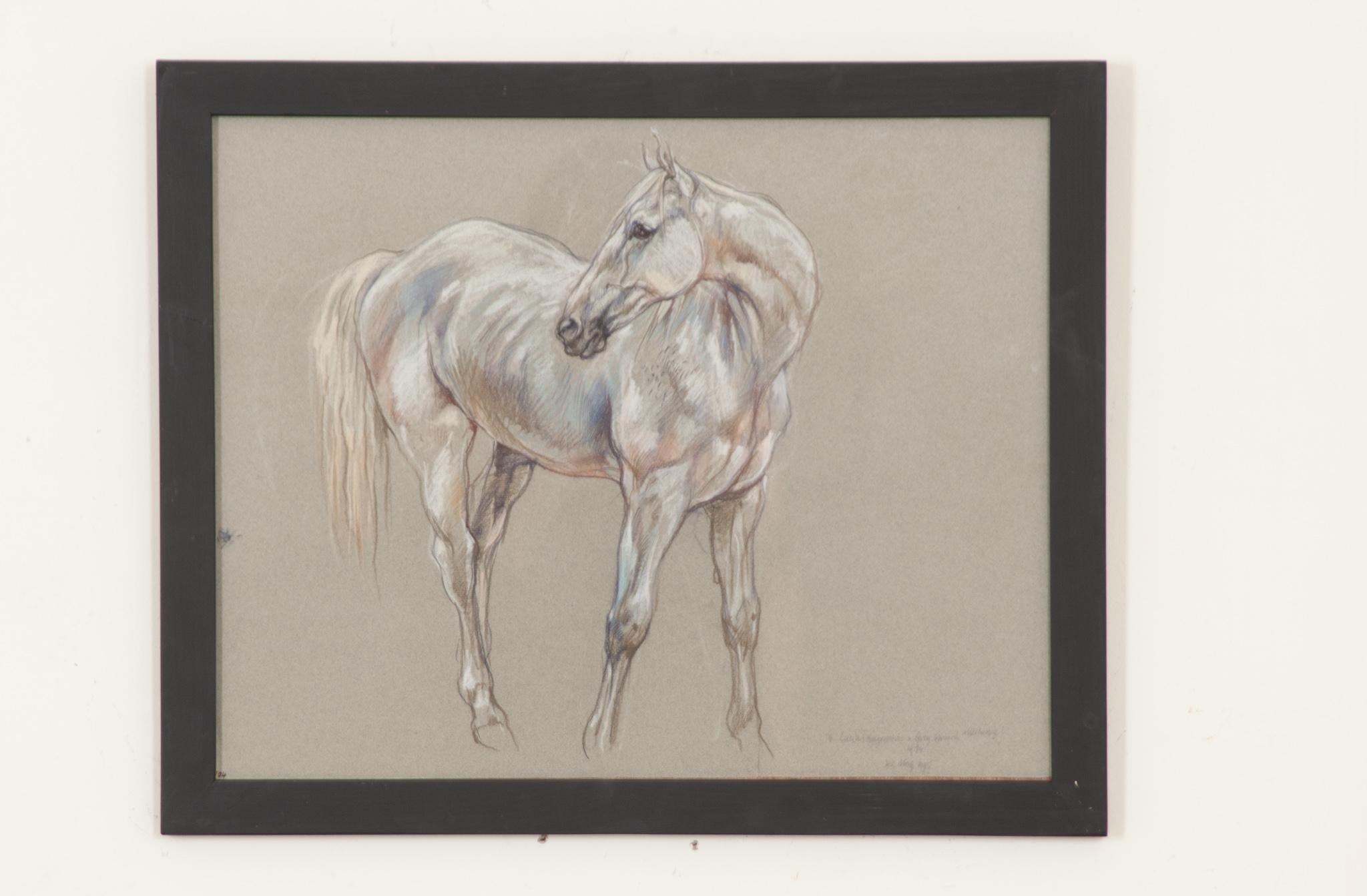 Modern Show Horse Drawing by Leslie Charlotte Benenson For Sale