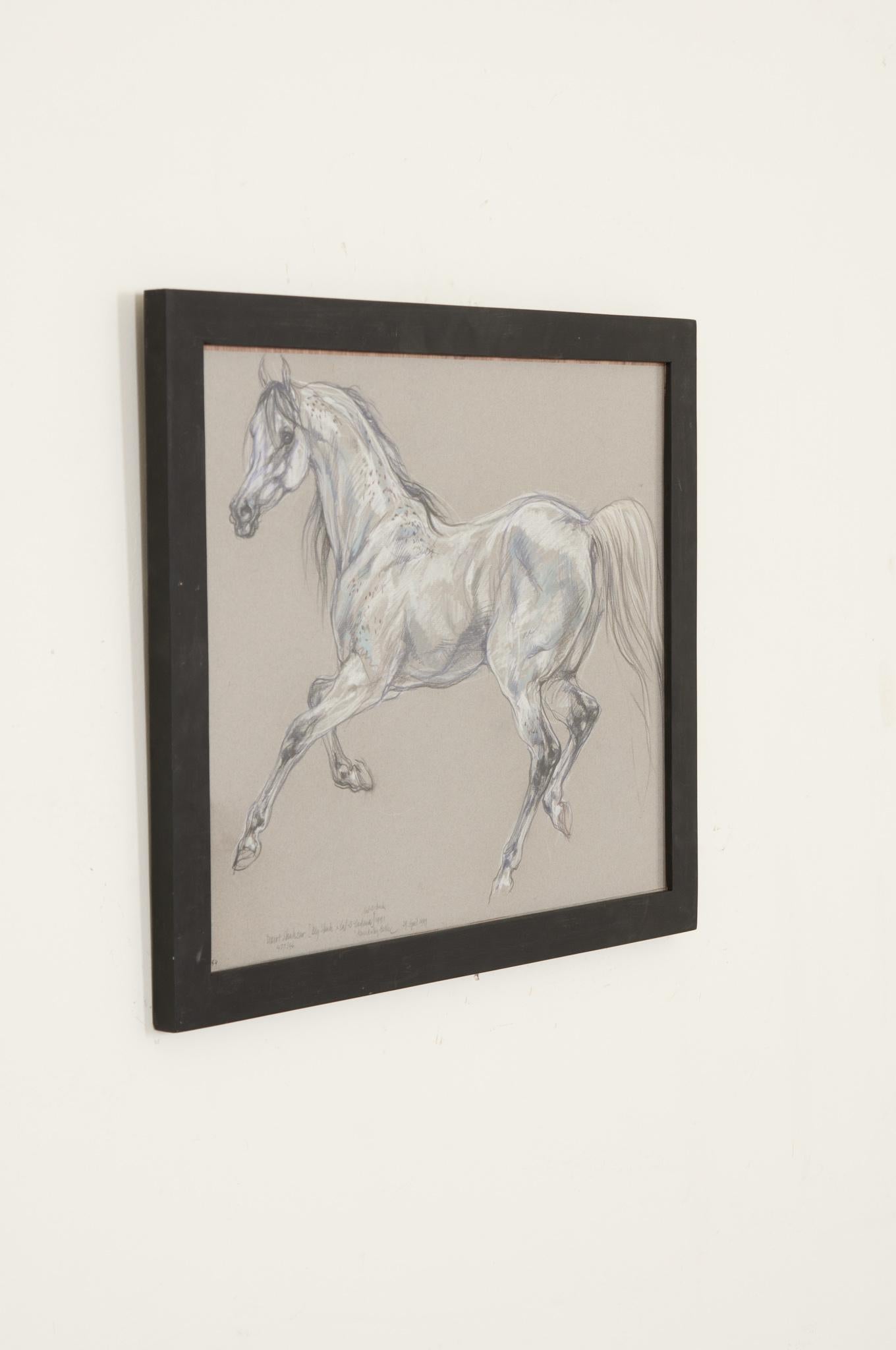 English Show Horse Drawing by Leslie Charlotte Benenson For Sale