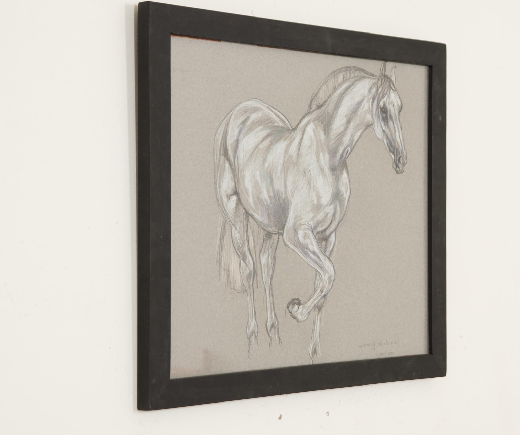 English Show Horse Drawing by Leslie Charlotte Benenson For Sale