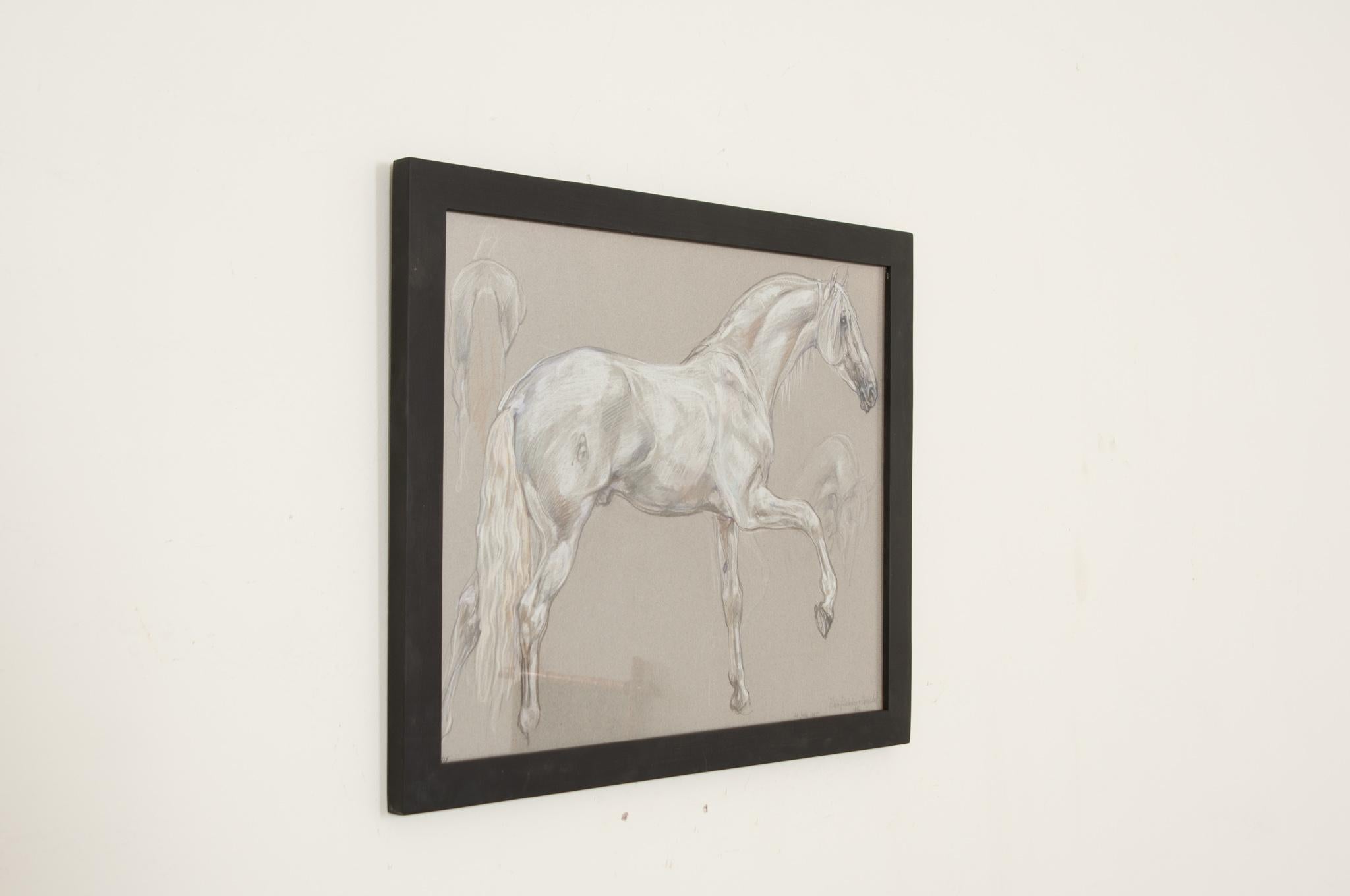 Show Horse Drawing by Leslie Charlotte Benenson In Excellent Condition For Sale In Baton Rouge, LA