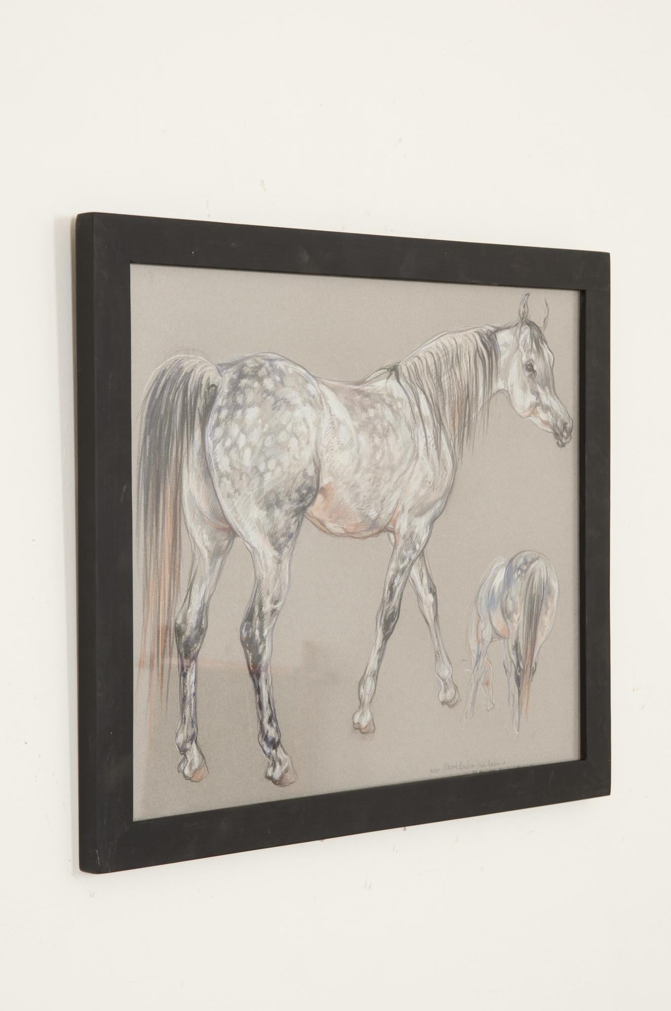 Show Horse Drawing by Leslie Charlotte Benenson In Excellent Condition For Sale In Baton Rouge, LA