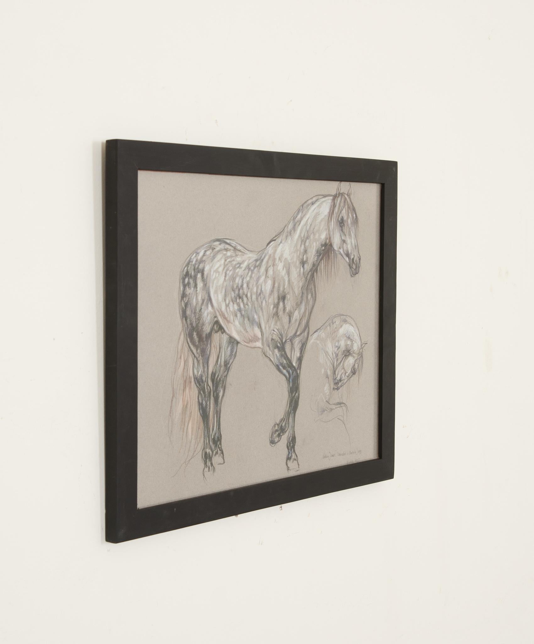 20th Century Show Horse Drawing by Leslie Charlotte Benenson For Sale