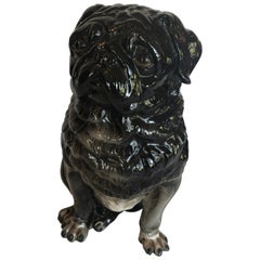 Show Stealer Italian Black Terracotta Pug Dog Sculpture