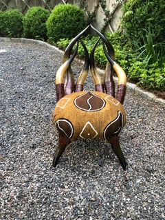 Show Stealer Long Horn Club Chair with African Mud Cloth Upholstery