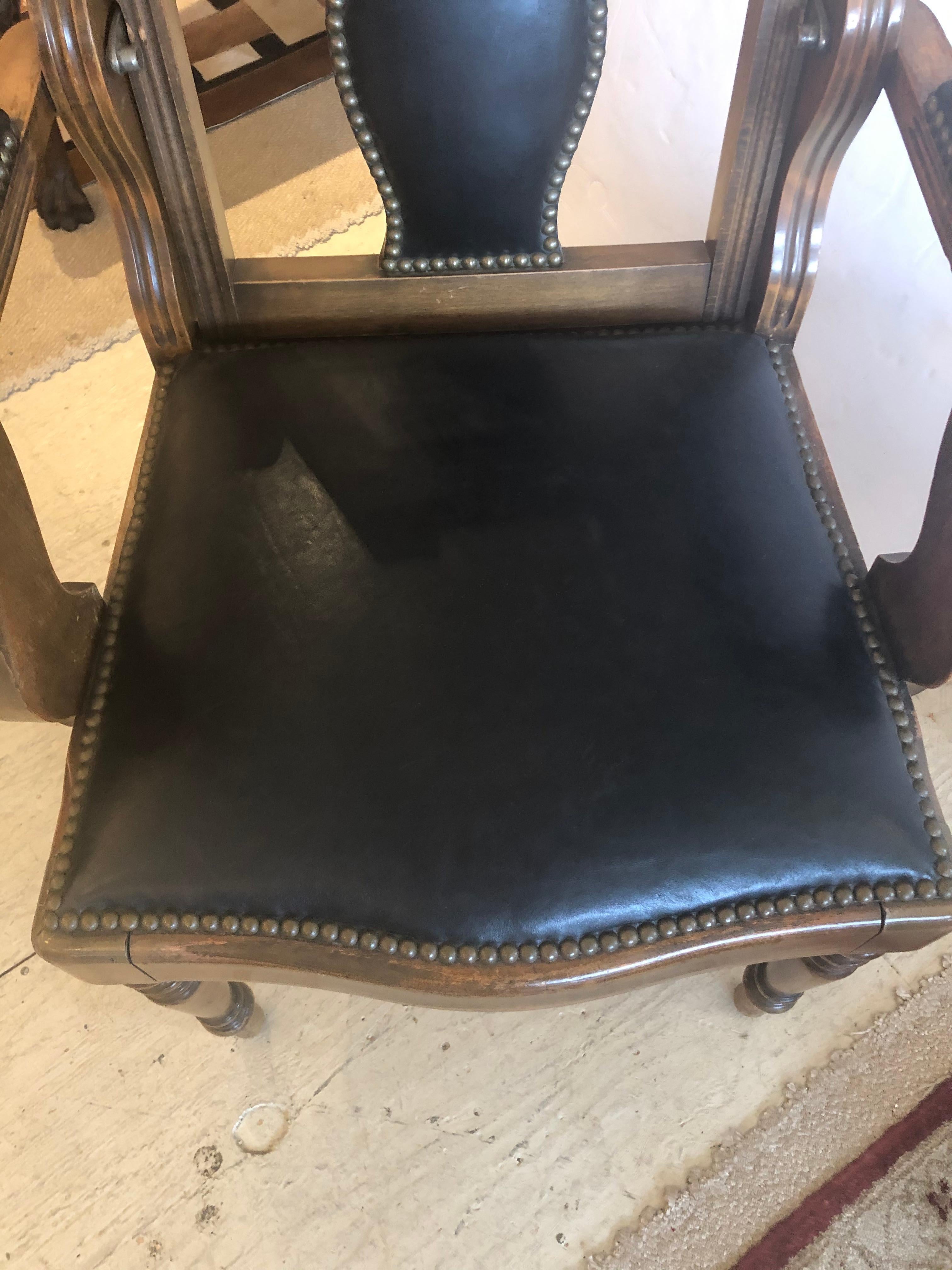 Show Stopper Antique Leather and Mahogany Dental Armchair For Sale 11
