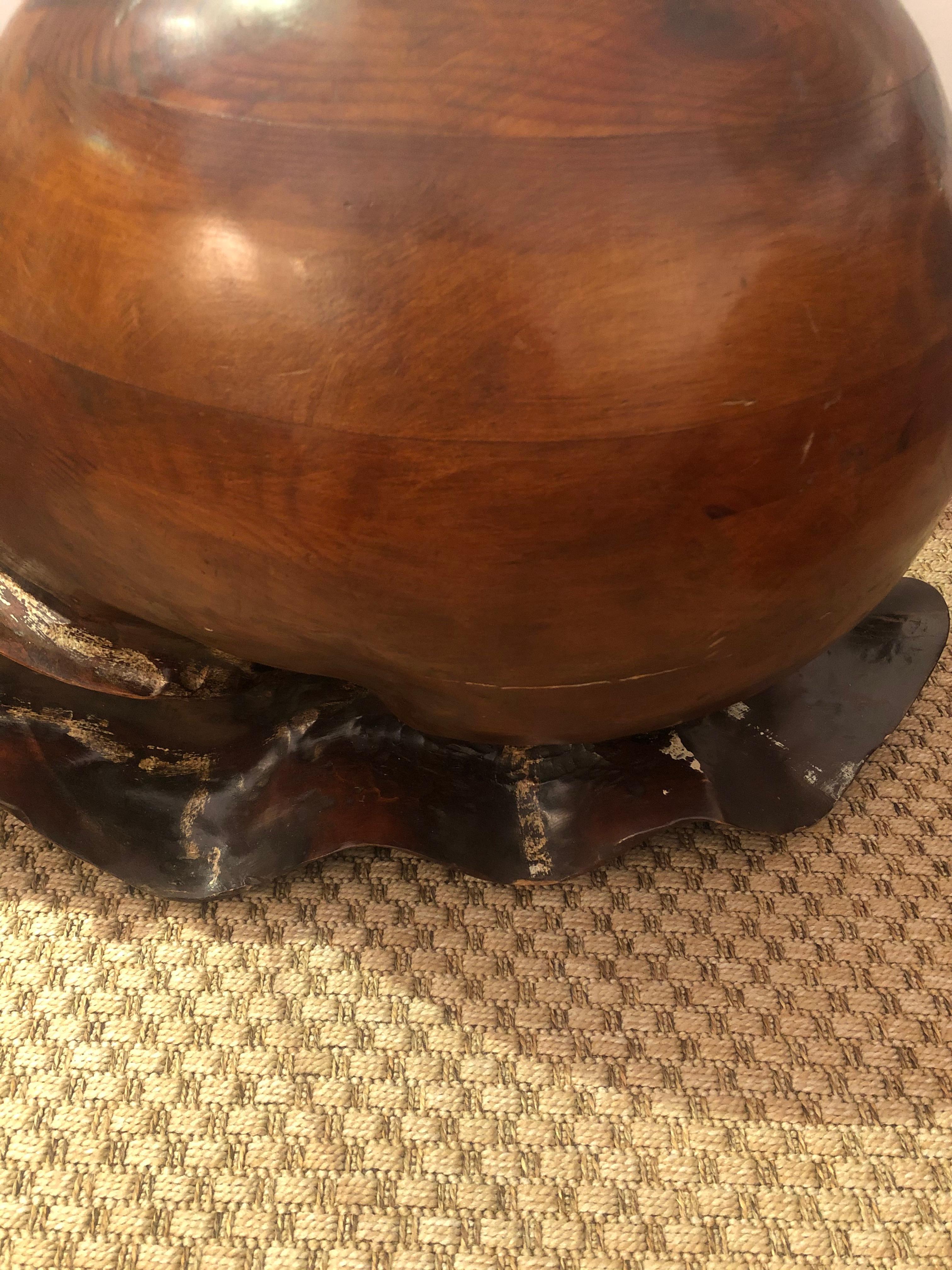 Glass Show Stopper Carved Wood Snail Cocktail Coffee or Side Table