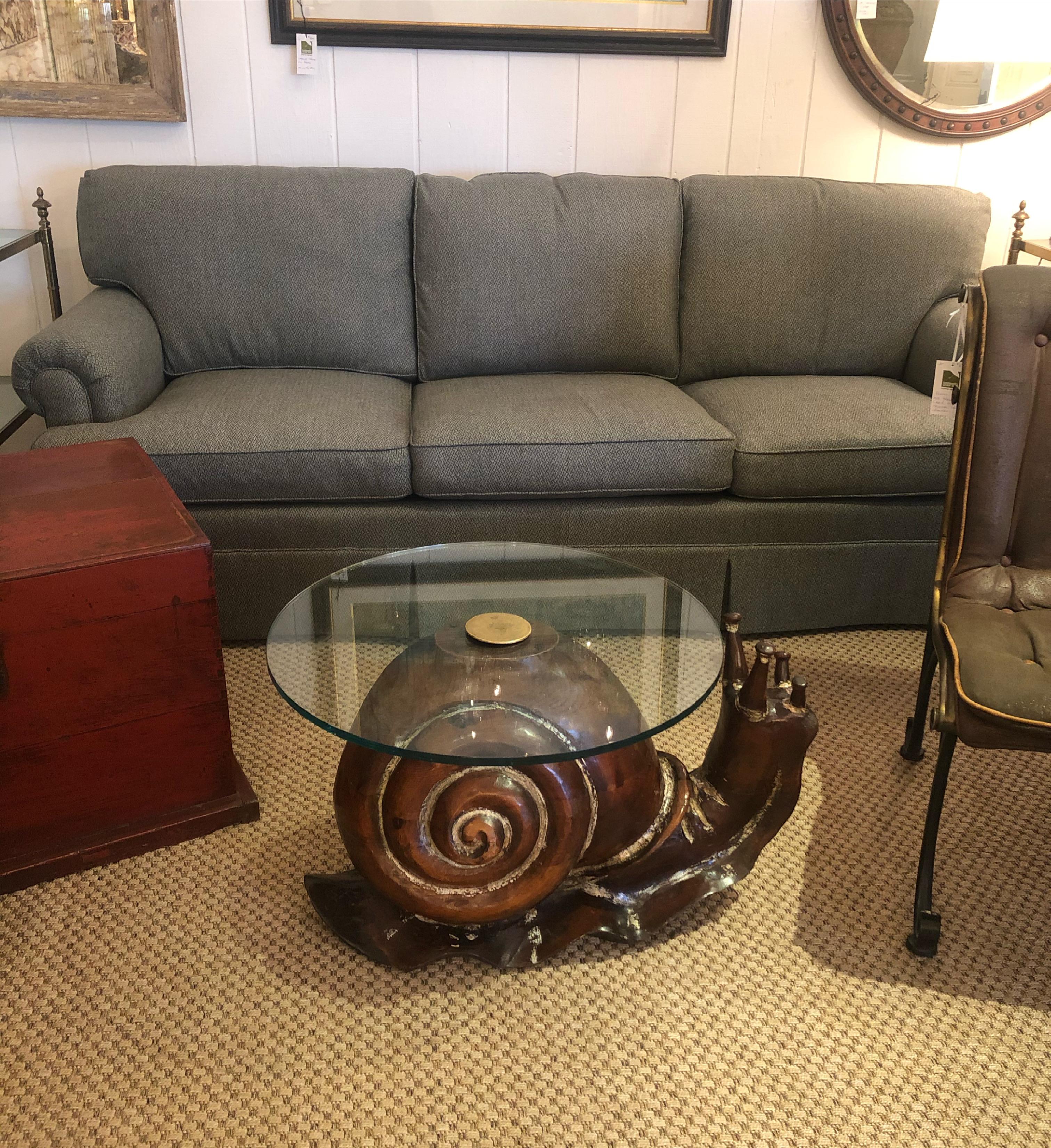 Show Stopper Carved Wood Snail Cocktail Coffee or Side Table 2