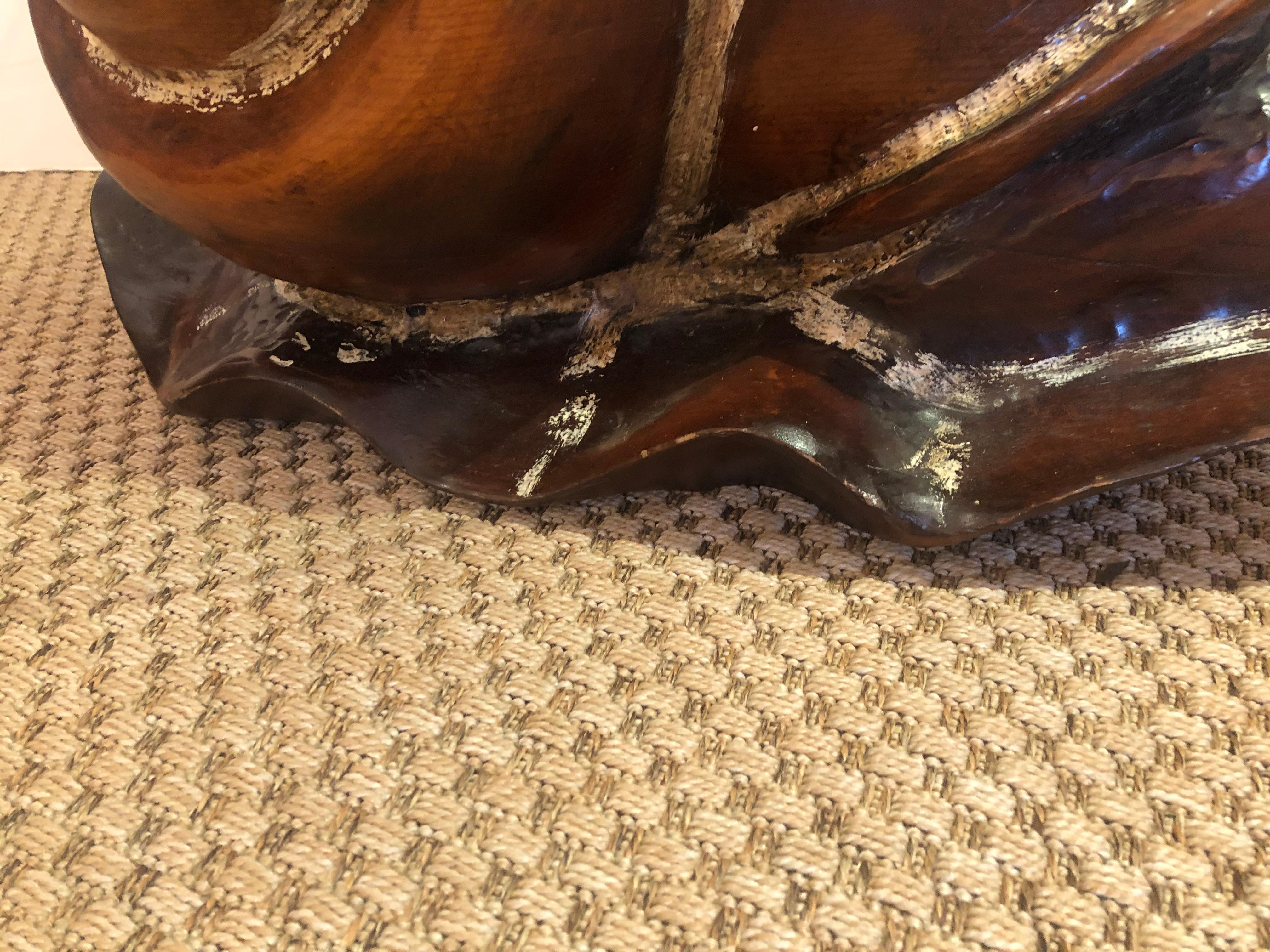 American Show Stopper Carved Wood Snail Cocktail Coffee or Side Table