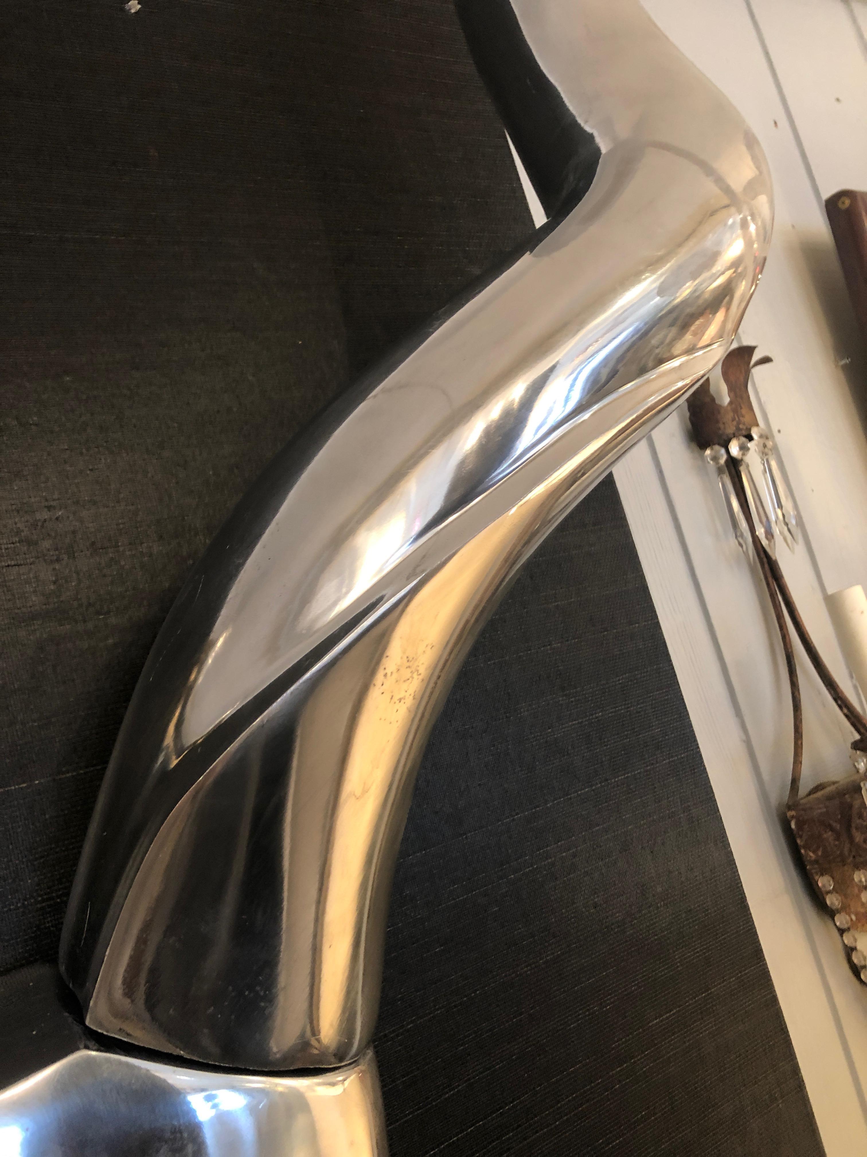 Show Stopper Chrome Stylized Kudu Head Wall Sculpture In Excellent Condition In Hopewell, NJ