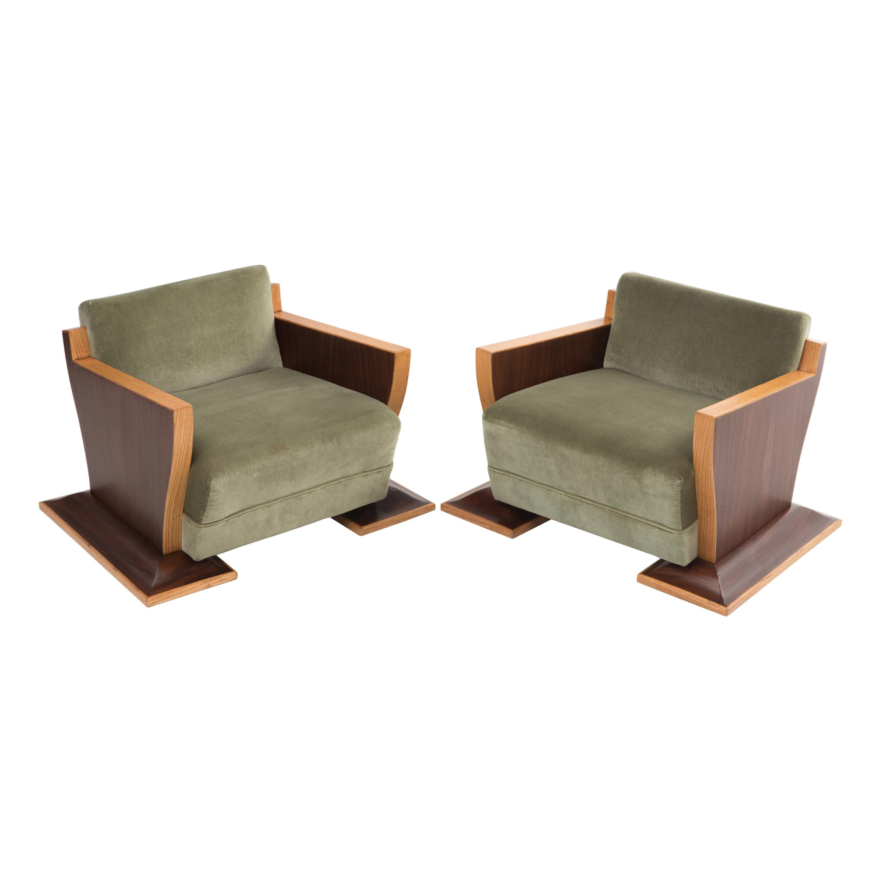 Show Stopper Pair of French Art Deco Club Chairs