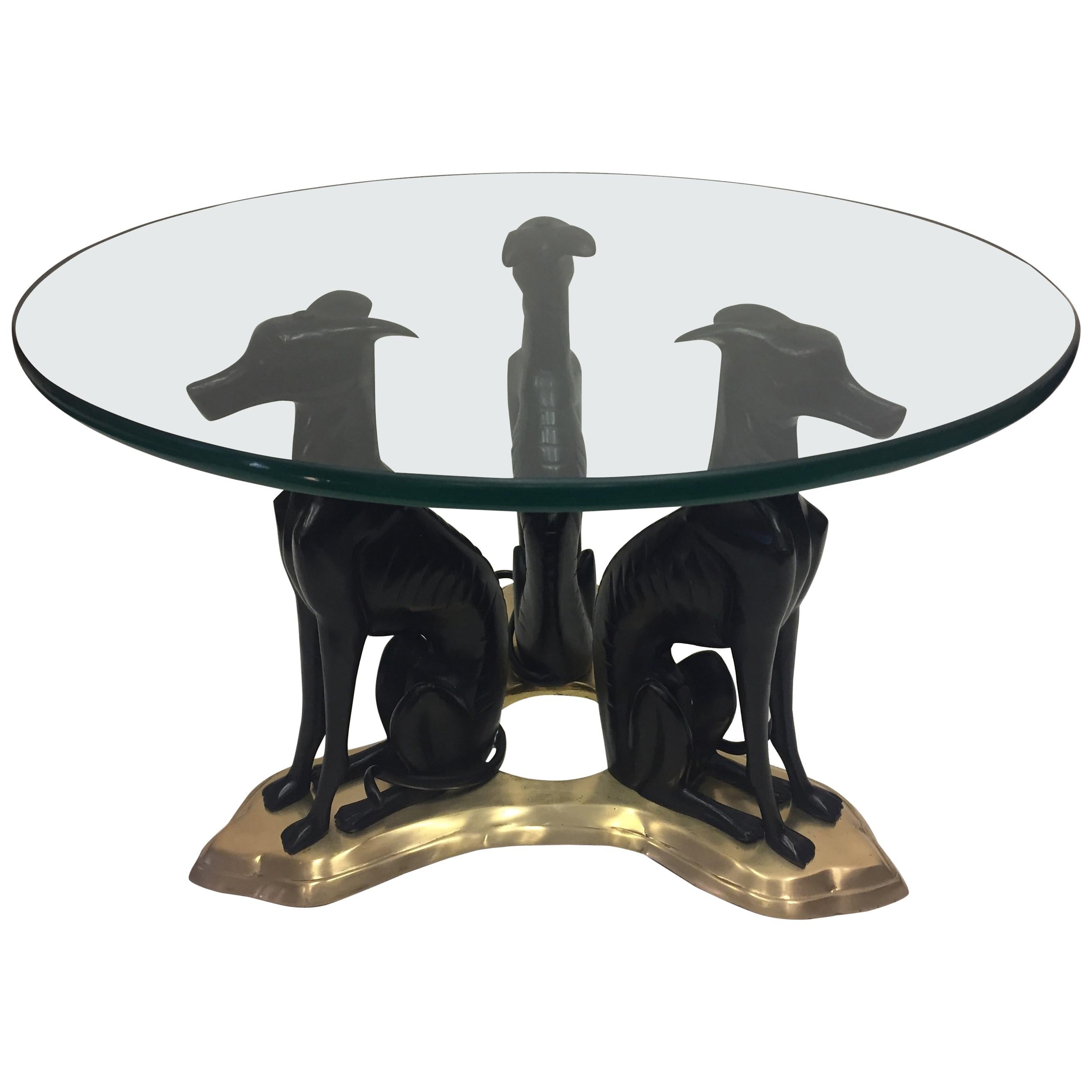 Show Stopper Patinated Bronze and Brass Whippet Motife Coffee Table