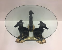 Show Stopper Patinated Bronze and Brass Whippet Motife Coffee Table
