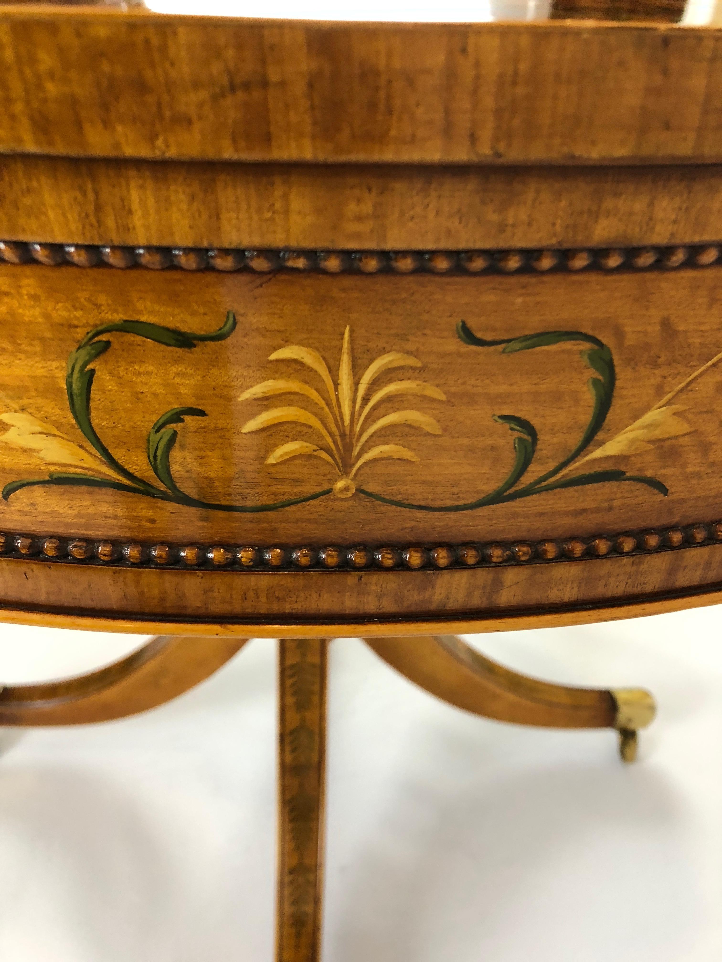 Show Stopper Vintage Round Satinwood and Hand Painted Centre Table 1