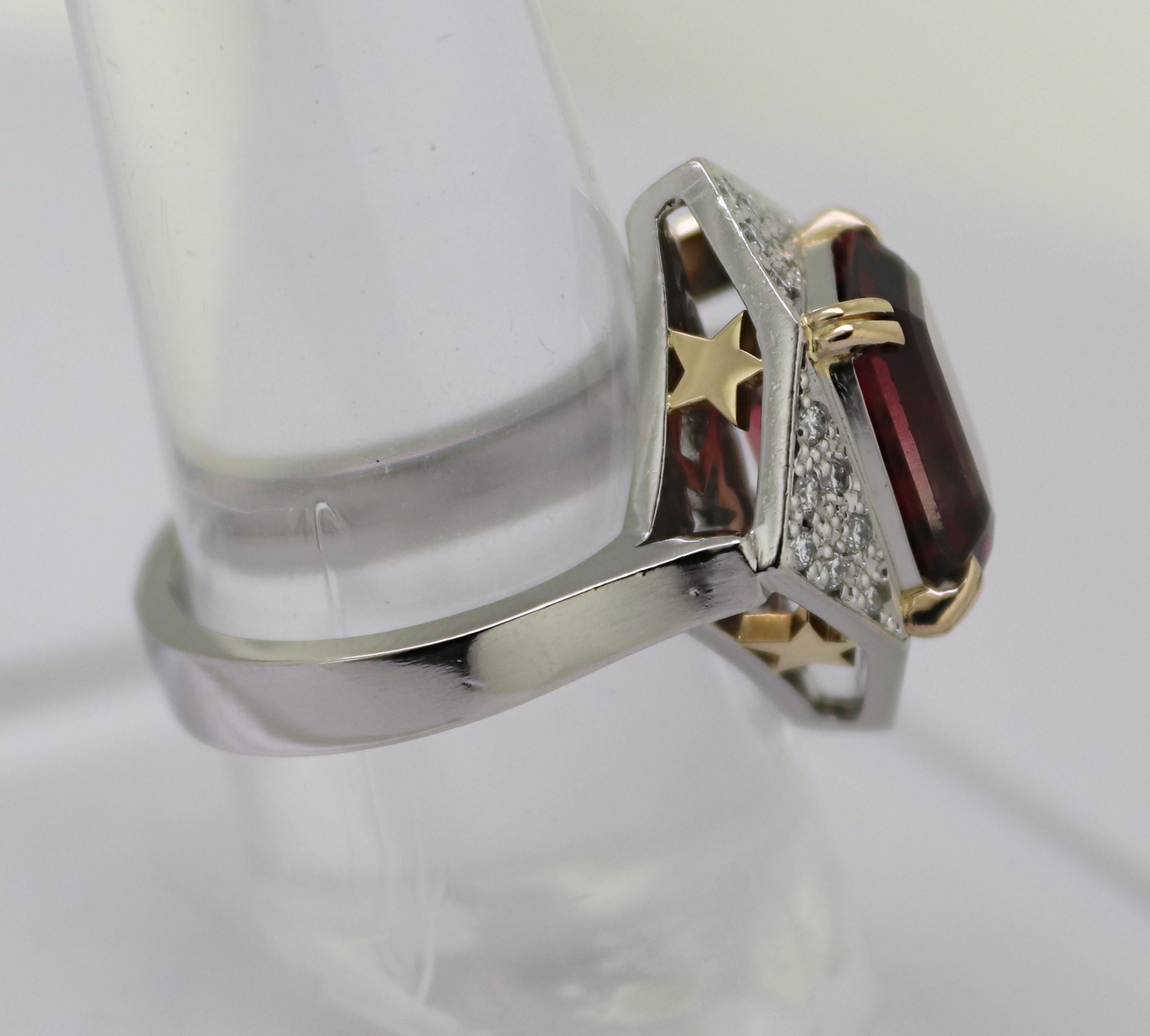 Show Yamagata Ring aus Platin und Gelbgold mit Turmalin, Diamant für Damen oder Herren im Angebot