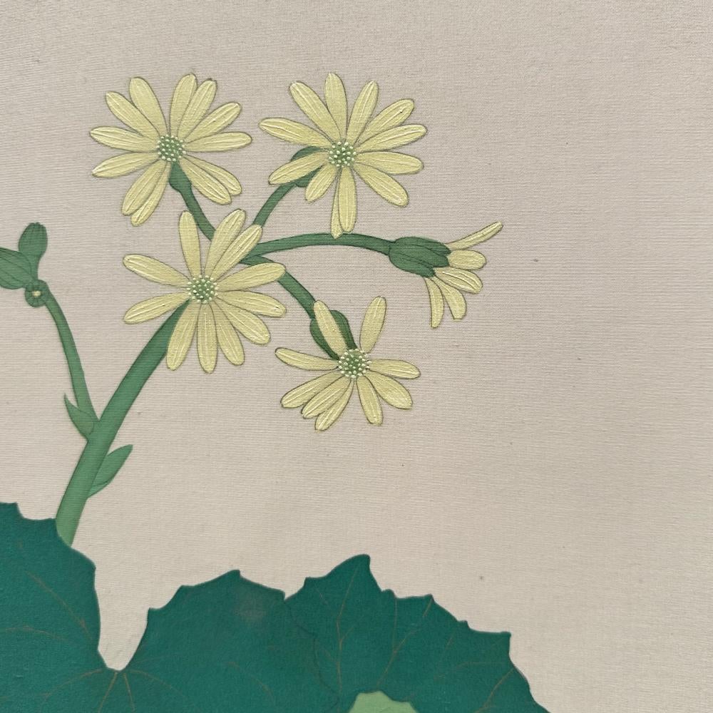 Hand-Painted Showa Delicate Floral Screen For Sale